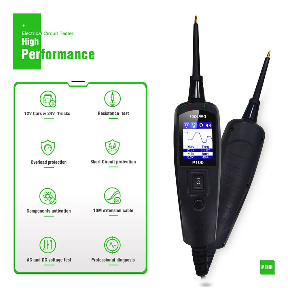 TopDiag Electrical System Diagnostics Automotive Diagnostic Power Probe 24V P100 12V JDiag Circuit Tester Circuit System Tester
TopDiag Electrical System Diagnostics Automotive Diagnostic Power Probe 24V P100 12V JDiag Circuit Tester Circuit System Tester