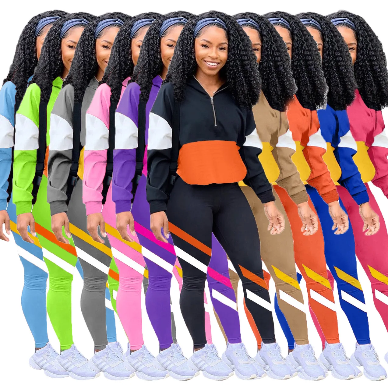 Multi-color Splicing Leisure Sports Set Two Tracksuit Joggers Women Set Club Outfits Matching Sets for Women
Multi-color Splicing Leisure Sports Set Two Tracksuit Joggers Women Set Club Outfits Matching Sets for Women