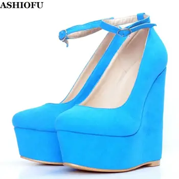 ASHIOFU Handmade Women's Wadge Heel Pumps Buckle Strap Party Dress Shoes Large Size Kid-suede Evening Fashion Pumps Shoes XD218
ASHIOFU Handmade Women's Wadge Heel Pumps Buckle Strap Party Dress Shoes Large Size Kid-suede Evening Fashion Pumps Shoes XD218