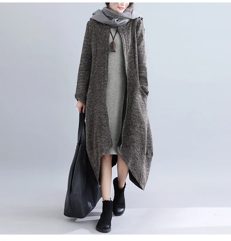 Autumn Winter Women Dress Plus Size Elegant Outwear Coat Long Maxi Dresses For Women Irregular Warm Coat Dress Vestidos 2019 5