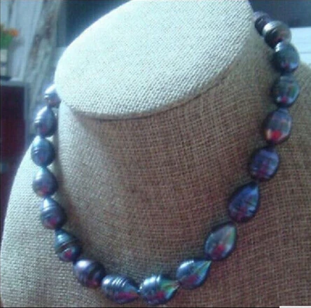 +++ 02123 NATURAL TAHITIAN GENUINE 14-16MM BLACK BLUE GREEN DROP PEARL NECKLACE | Украшения и аксессуары