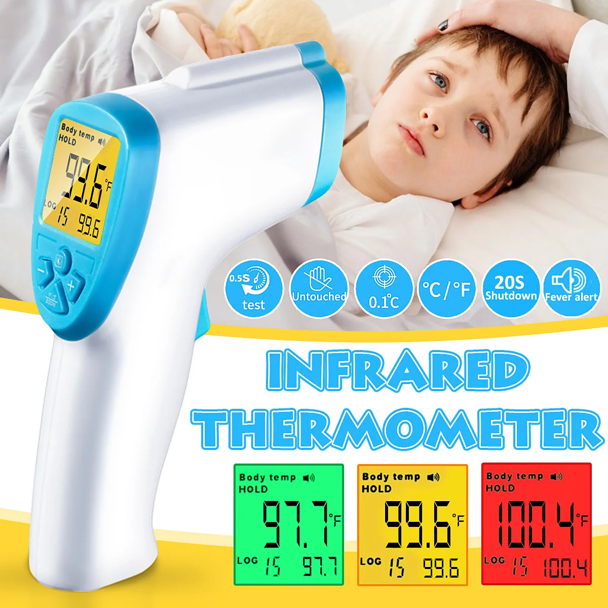 Dual Use Non-contact Body Thermometer Forehead Ear Digital Infrared Thermometer Accurate Measure Baby/Adult Temperature
Dual Use Non-contact Body Thermometer Forehead Ear Digital Infrared Thermometer Accurate Measure Baby/Adult Temperature