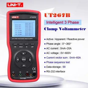 3 Phase Clamp Voltammeter UNI-T UT267B;Dual-clamp phase volt-ampere meter,Phase sequence test Active/Apparent/Reactive power
3 Phase Clamp Voltammeter UNI-T UT267B;Dual-clamp phase volt-ampere meter,Phase sequence test Active/Apparent/Reactive power