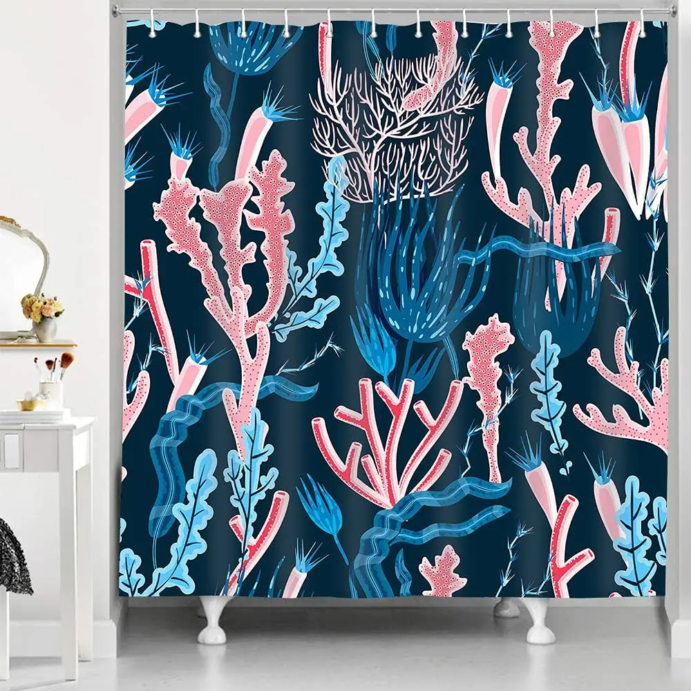 Coral Shower Curtain Colorful Animation Tropical Deep Sea Blue Coral Reef Bath Curtains Waterproof with Hooks Bathroom Decor
Coral Shower Curtain Colorful Animation Tropical Deep Sea Blue Coral Reef Bath Curtains Waterproof with Hooks Bathroom Decor