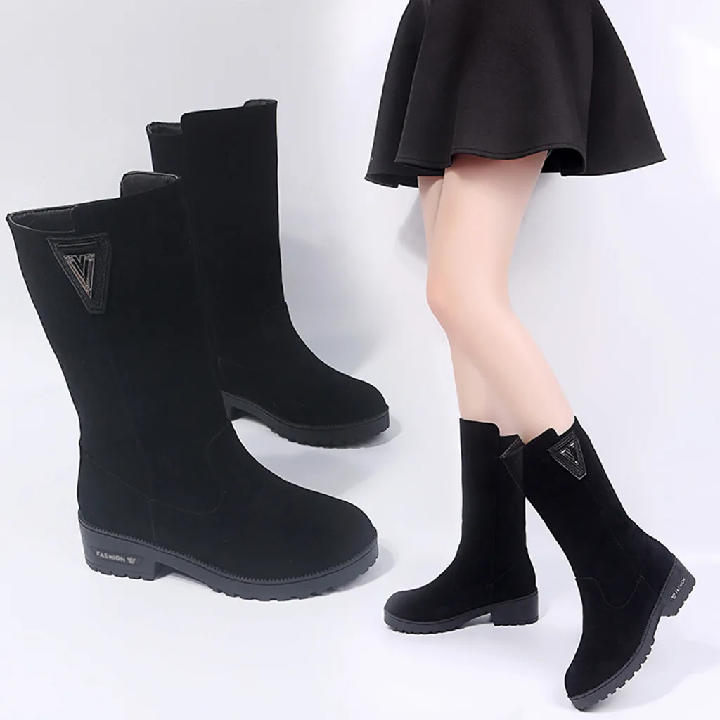 Winter Boots New Women's Mid-Calf Boot Platform Thick Heels Shoe Women Plush Winter Boots Ladies Fashion Winter Warm Shoes 2019
Winter Boots New Women's Mid-Calf Boot Platform Thick Heels Shoe Women Plush Winter Boots Ladies Fashion Winter Warm Shoes 2019