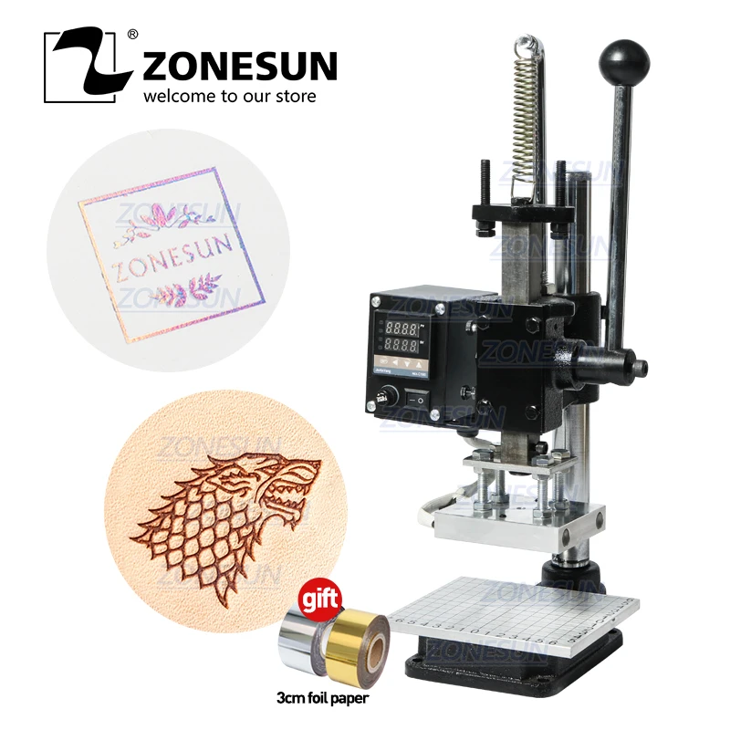 ZONESUN ручной золочение Пресс машина для горячего тиснения фольгой Heavy Duty