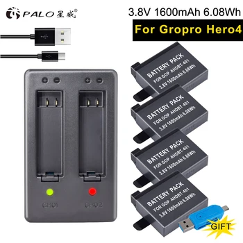 PALO digital camera batteries 4pcs 1600mAh AHDBT-401 battery + Dual Charger For Batteries GoPro Hero4+ Action camera Accessories
PALO digital camera batteries 4pcs 1600mAh AHDBT-401 battery + Dual Charger For Batteries GoPro Hero4+ Action camera Accessories