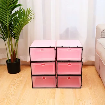 6PCS Thicken Shoes Box Transparent Stackable Shoes Storage Box Plastic Shoe Container (Pink Box with White Frame for Men)
6PCS Thicken Shoes Box Transparent Stackable Shoes Storage Box Plastic Shoe Container (Pink Box with White Frame for Men)