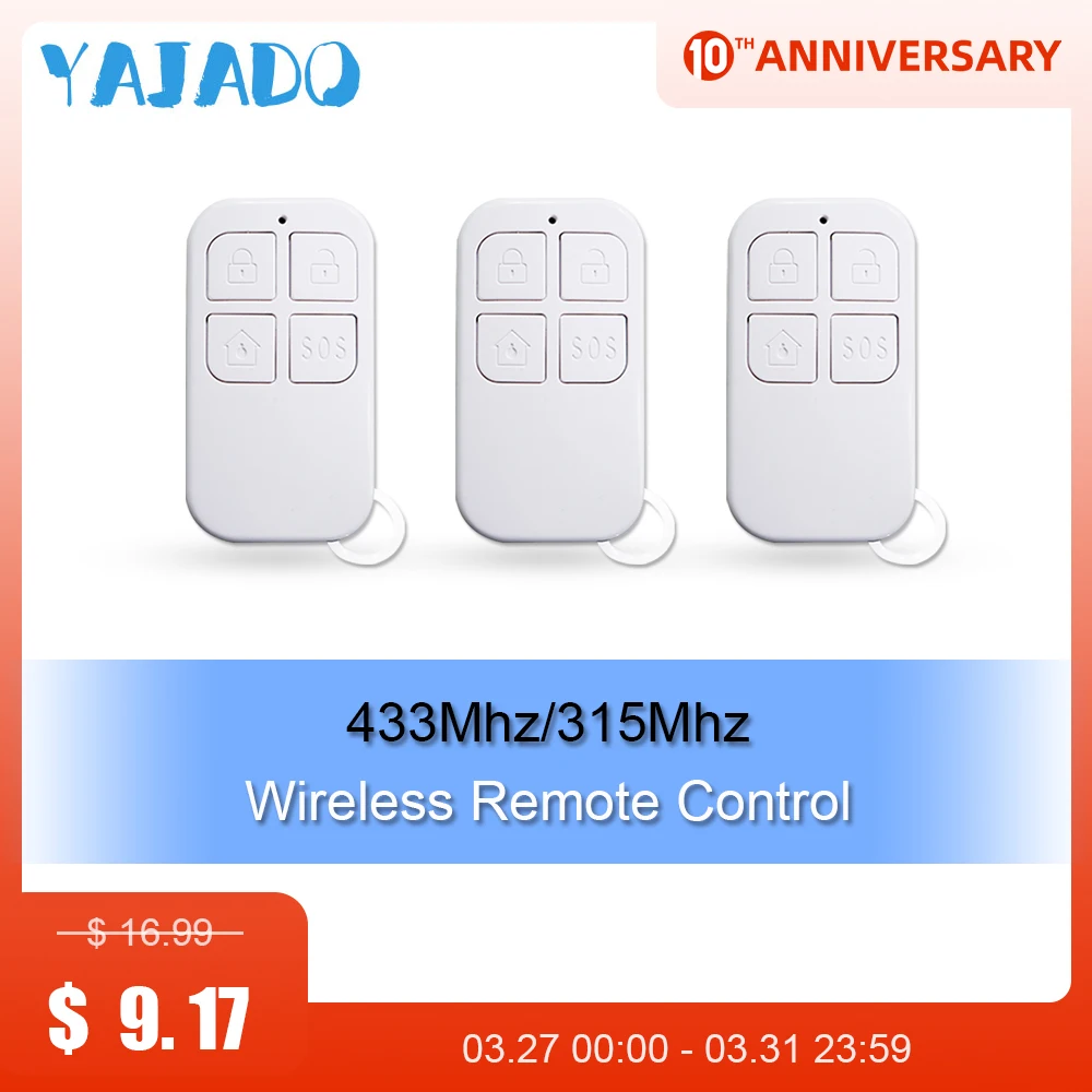 YAJADO High Quality 315Mhz 433Mhz Wireless Remote Control with SOS Button for Arming or Disarming of Home Security Alarm System
YAJADO High Quality 315Mhz 433Mhz Wireless Remote Control with SOS Button for Arming or Disarming of Home Security Alarm System