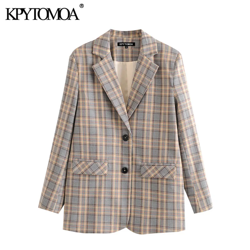 KPYTOMOA Women 2020 Fashion Office Wear Plaid Blazer Coat Vintage Long Sleeve Pockets Female Outerwear Chic Tops
KPYTOMOA Women 2020 Fashion Office Wear Plaid Blazer Coat Vintage Long Sleeve Pockets Female Outerwear Chic Tops