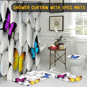 1/3/4PCS waterproof bathroom Printed butterfly stone anti-slip mat set toilet cover home decoration bathroom mat shower curtain
1/3/4PCS waterproof bathroom Printed butterfly stone anti-slip mat set toilet cover home decoration bathroom mat shower curtain