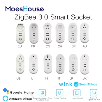 ZigBee 3.0 Smart Socket Plug with 2 USB Interface Remote Voice Control Work with SmartThings Wink Echo Plus and Most Zigbee Hub
ZigBee 3.0 Smart Socket Plug with 2 USB Interface Remote Voice Control Work with SmartThings Wink Echo Plus and Most Zigbee Hub