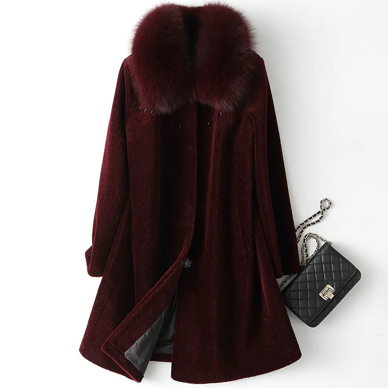 Sheep Real Shearling Fur Coat Winter Jacket Women Fox Fur Collar 100% Wool Coat Female Korean Long Jackets plus size MY s
Sheep Real Shearling Fur Coat Winter Jacket Women Fox Fur Collar 100% Wool Coat Female Korean Long Jackets plus size MY s