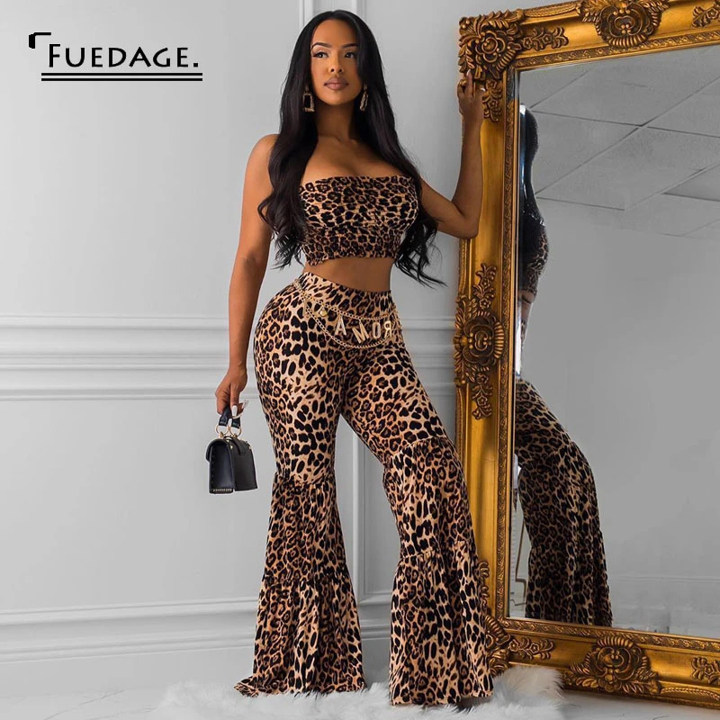 Fuedage Summer Sexy Leopard Two Pieces Set Crop Tops Long Flare Pants 2 Pieces Set Women Off Shoulder Backless Pants Set Suit
Fuedage Summer Sexy Leopard Two Pieces Set Crop Tops Long Flare Pants 2 Pieces Set Women Off Shoulder Backless Pants Set Suit