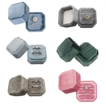 Octagon Velvet Ring Bearer Box - Premium Gorgeous Vintage Double Ring Display Holder with Detachable Lid for Proposal Engagement
Octagon Velvet Ring Bearer Box - Premium Gorgeous Vintage Double Ring Display Holder with Detachable Lid for Proposal Engagement