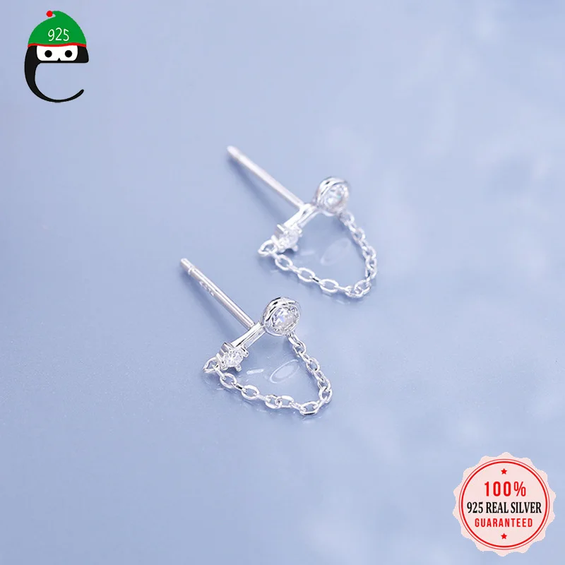 ElfoPlataSi 2019 100% 925 Solid Real Sterling Silver Chain Key With CZ Stud Earrings For Women Girl Fine Silver Jewelry ED260
ElfoPlataSi 2019 100% 925 Solid Real Sterling Silver Chain Key With CZ Stud Earrings For Women Girl Fine Silver Jewelry ED260