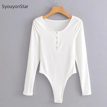 SyouyonStar Autumn Women Long Sleeve Bodysuit Elastic Skinny Buttons O-neck Jumpsuit White Womens Overalls 2019
SyouyonStar Autumn Women Long Sleeve Bodysuit Elastic Skinny Buttons O-neck Jumpsuit White Womens Overalls 2019