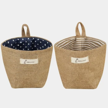 2 Pcs Cotton Linen Art Flower Pot Small Sack Hanging Jute Cotton Dot Storage Basket Storage Bag(Blue Point & Yellow Stripes)
2 Pcs Cotton Linen Art Flower Pot Small Sack Hanging Jute Cotton Dot Storage Basket Storage Bag(Blue Point & Yellow Stripes)