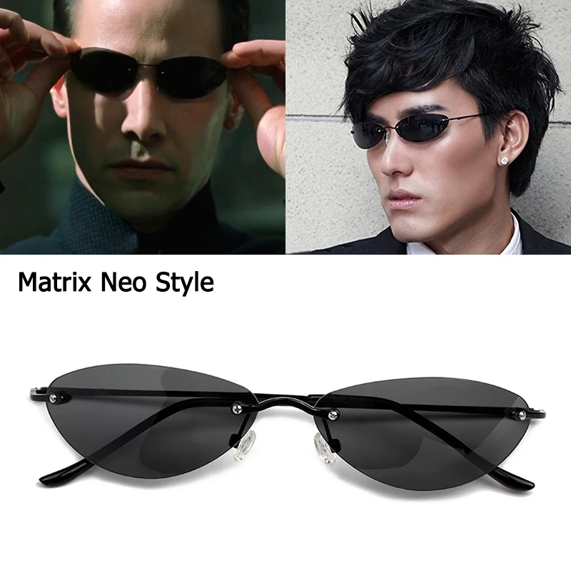 

JackJad Fashion Cool The Matrix Neo Style Polarized Rivets Sunglasses Men Slim Rimless Brand Design Sun Glasses Oculos De Sol