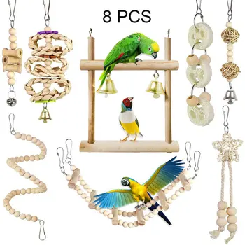 8Pcs/Set Bird Parrot Toys Wooden Hanging Swing Hammock Climbing Ladders Perches Toy Parakeet Cockatiels Bird Cage Supplies
8Pcs/Set Bird Parrot Toys Wooden Hanging Swing Hammock Climbing Ladders Perches Toy Parakeet Cockatiels Bird Cage Supplies