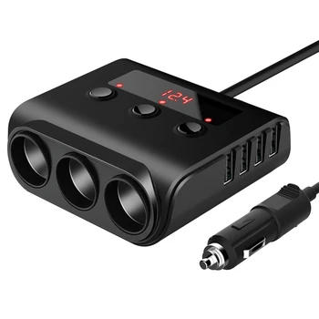 3-Socket Car Cigarette Lighter Splitter Power Adapter with Separate Switch LED Voltage Display 12V DC Outlet 4-Port USB Charger
3-Socket Car Cigarette Lighter Splitter Power Adapter with Separate Switch LED Voltage Display 12V DC Outlet 4-Port USB Charger