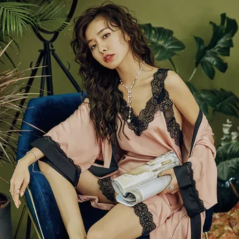 Ladies Nightdress Suit Nightdress Spring And Summer Ladies Satin Sexy Lace Hot Diamond Suspenders 2 Piece Set
Ladies Nightdress Suit Nightdress Spring And Summer Ladies Satin Sexy Lace Hot Diamond Suspenders 2 Piece Set