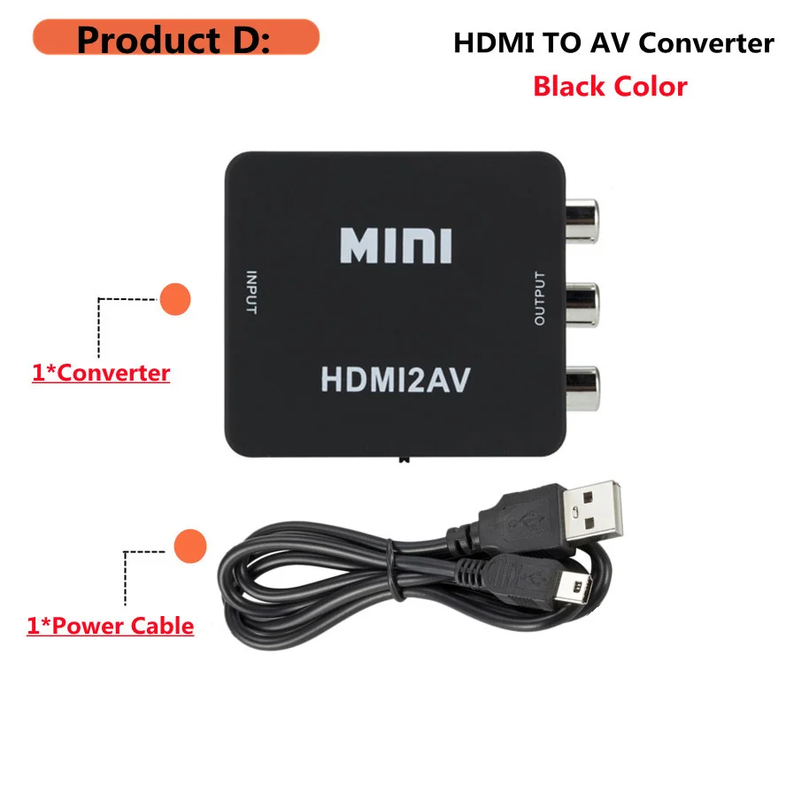 Generic Grwibeou HDMI To RCA Converter AV/CVSB L/R Video Box HD 1080P