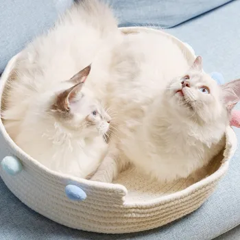 

All Seasons Available Handmade Cotton Cat Bed For Kitten Deep Sleep Cat Paw Board Pet House