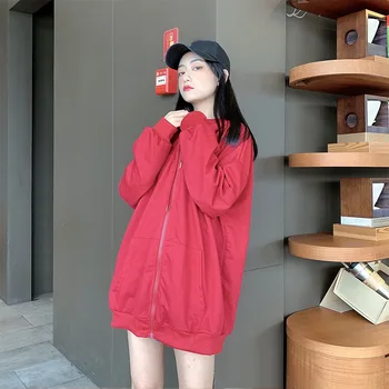 Zipper Drawstring Pocket Women Hoddies Casual Loose Solid Long Sleeve Hodded Sweatshirt 2020 Autumn Female Oversized Outwear
Zipper Drawstring Pocket Women Hoddies Casual Loose Solid Long Sleeve Hodded Sweatshirt 2020 Autumn Female Oversized Outwear