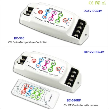 DC12V-24V 2 channel CV Color temperature led controller wireless RF remote for 5050 led strip tape light
DC12V-24V 2 channel CV Color temperature led controller wireless RF remote for 5050 led strip tape light
