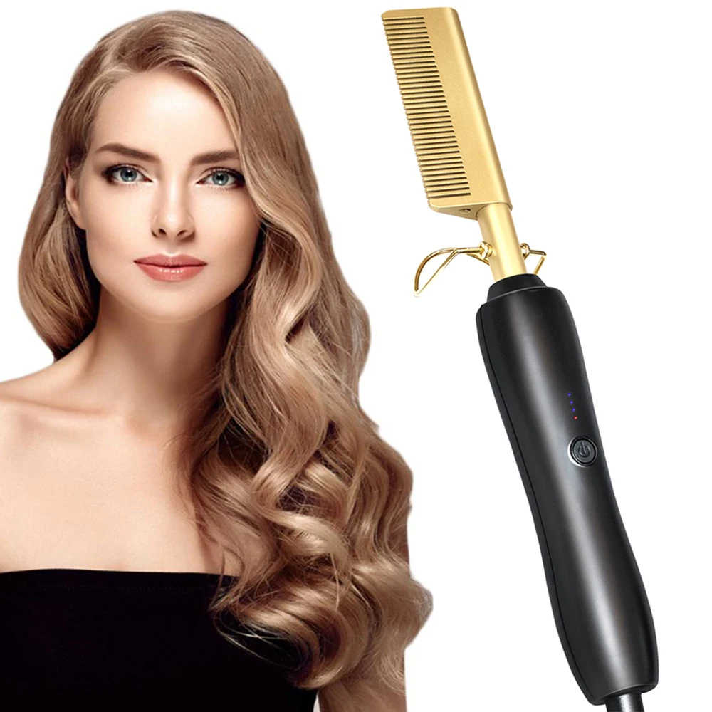 Electric Comb Straightener Wand Hair Curling Irons Curler Hot Straightening Care Titanium Alloy | Красота и здоровье