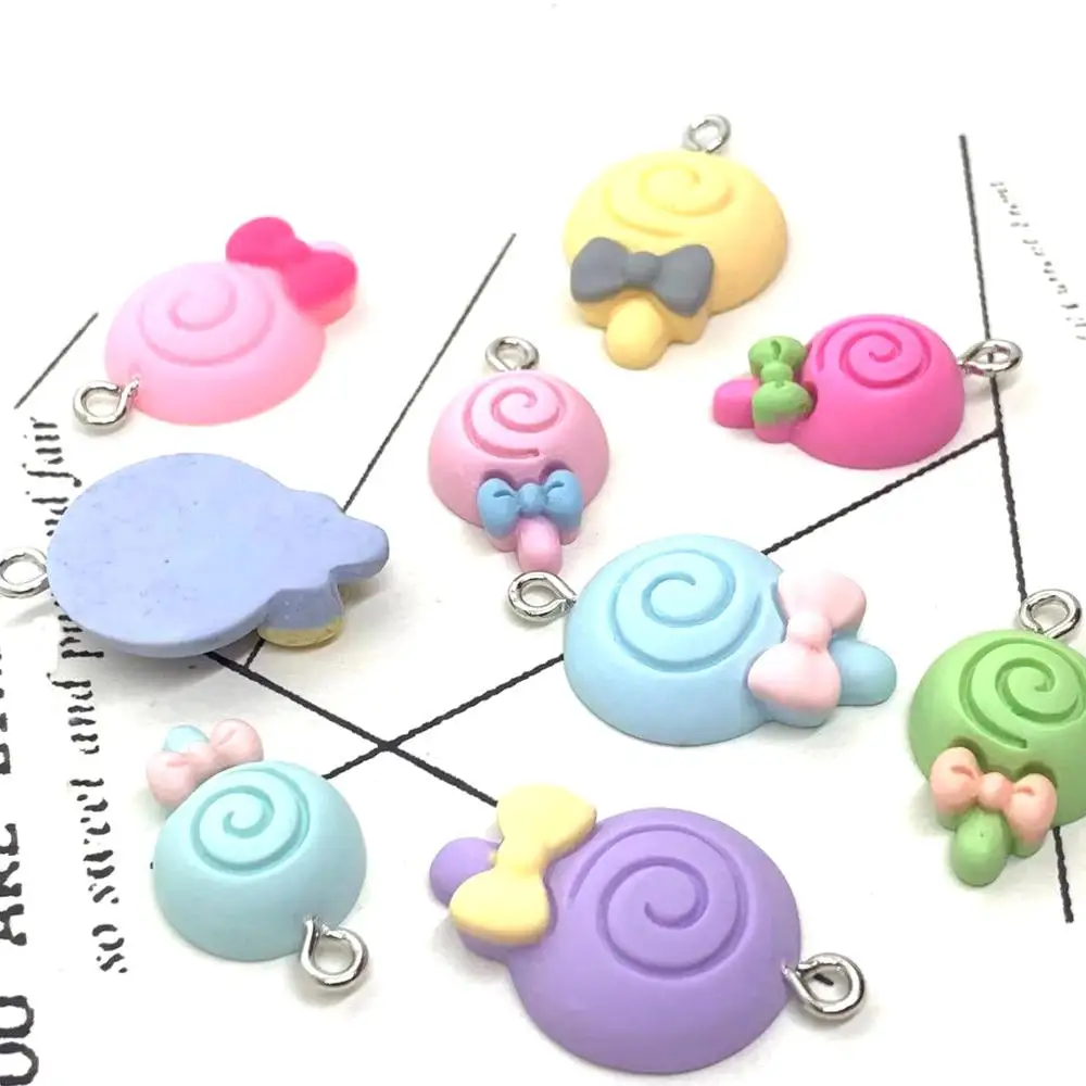 

5pcs/lot Kawaii 3D Simulation Resin Lollipop Charms Pendants For DIY Decoration Earrings Key Chains Fashion Jewelry Accessories