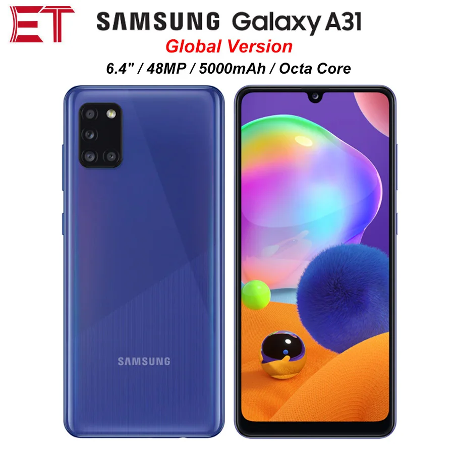 Глобальная версия Samsung Galaxy A31 A315G/DS мобильный телефон 6 ГБ ОЗУ 128 ROM Octa Core 4 "1080x2400 5000