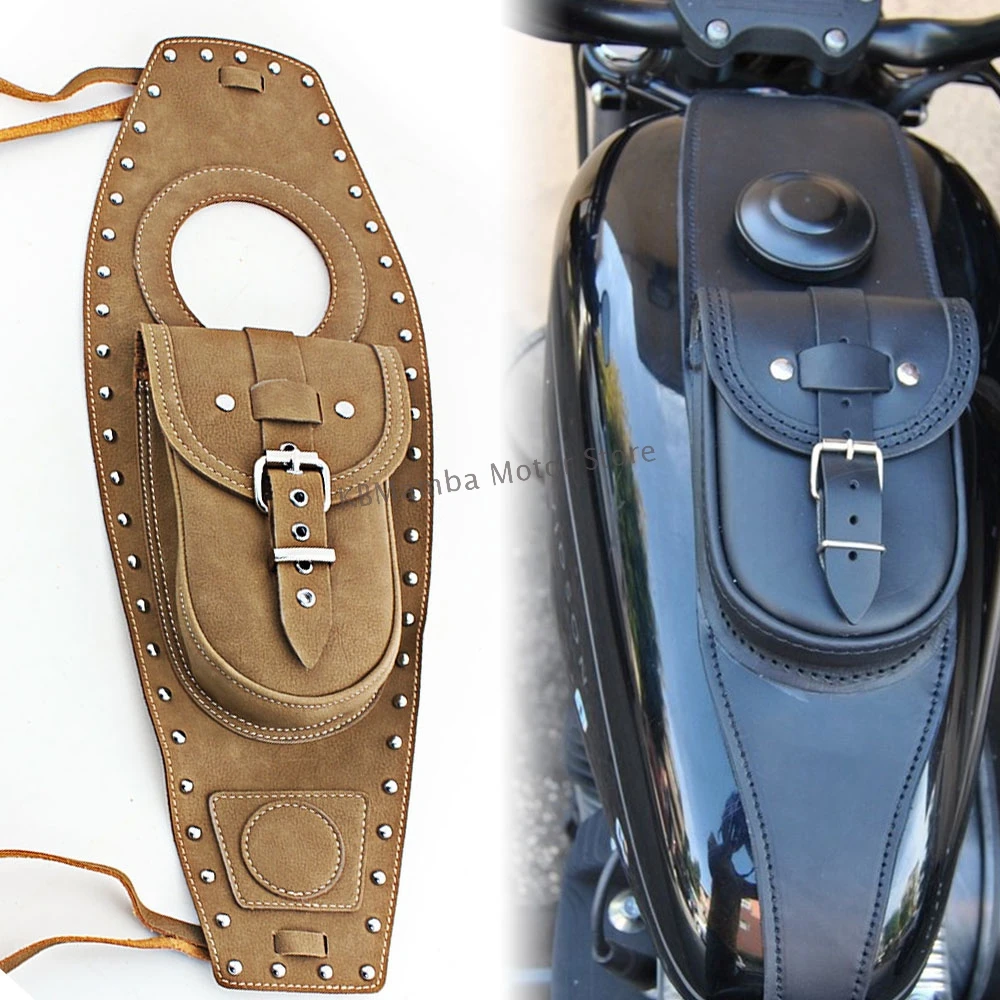 Motorcycle Oil Fuel Tank Bag Gas Tank Pad Cover Brown Leather w/ Rivet For Harley Davidson Sportster 883 1200 Forty Eight
Motorcycle Oil Fuel Tank Bag Gas Tank Pad Cover Brown Leather w/ Rivet For Harley Davidson Sportster 883 1200 Forty Eight