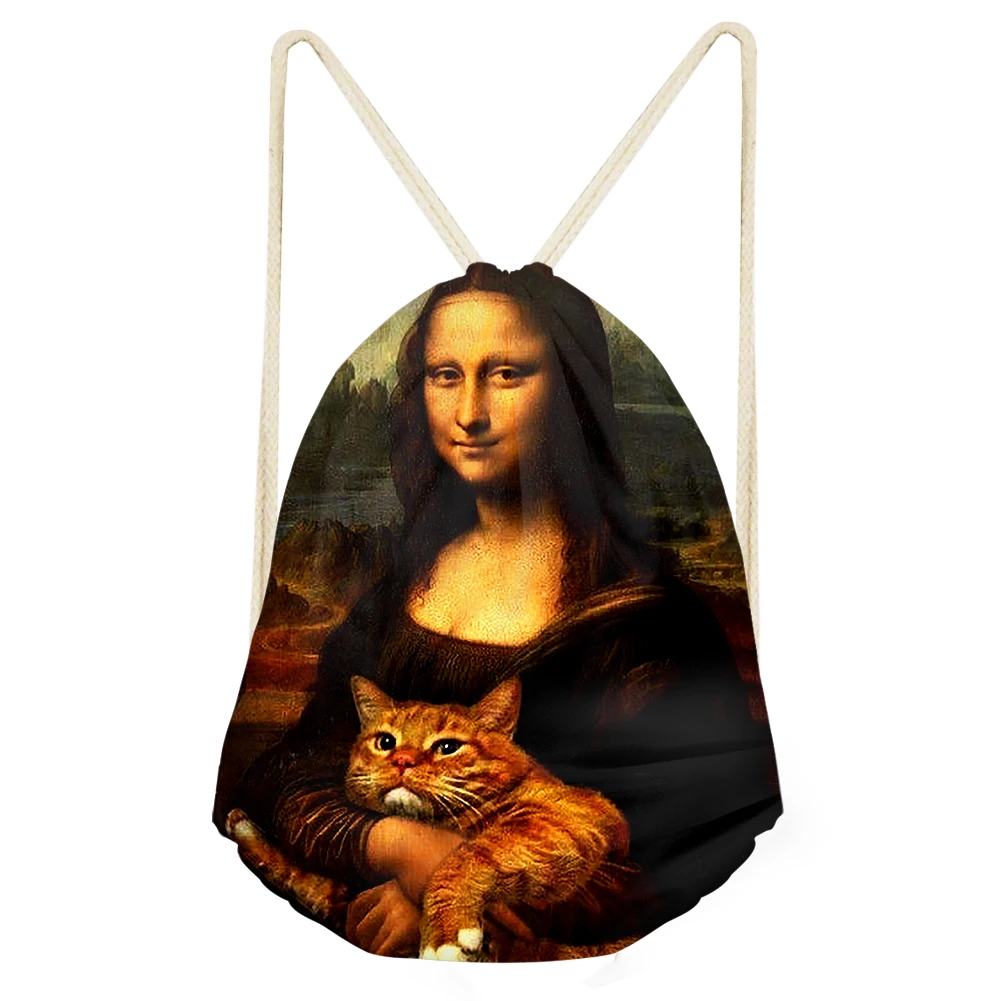 3D Funny World Masterpiece Cat Printing Travel Drawstring Bag Skull Cats Mona Lisa Smile Pattern Backpack Draw String Bags Niña
3D Funny World Masterpiece Cat Printing Travel Drawstring Bag Skull Cats Mona Lisa Smile Pattern Backpack Draw String Bags Niña