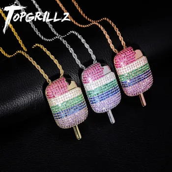 TOPGRILLZ Iced Out Ice Cream Pendant Necklace Bling Micro Paved Multicolor Cubic Zircon Chain Hip Hop Rock Jewelry For Men
TOPGRILLZ Iced Out Ice Cream Pendant Necklace Bling Micro Paved Multicolor Cubic Zircon Chain Hip Hop Rock Jewelry For Men