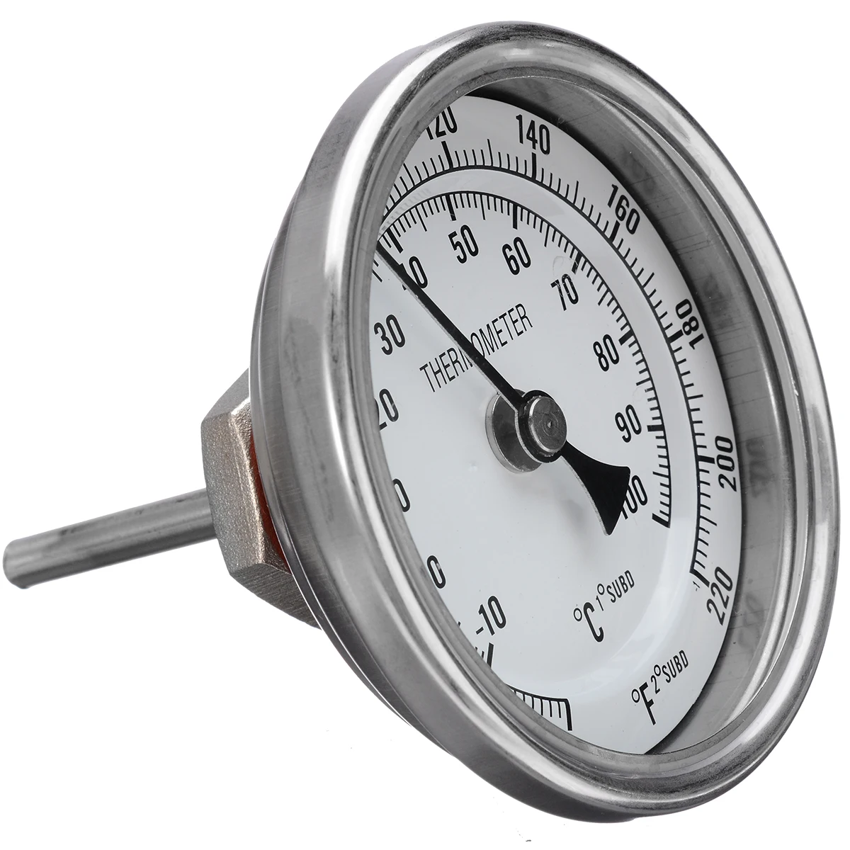 Homebrew Kettle Beer Brewing Thermometer Beer Bi-Metal Thermometer 3"Face & 2"Probe 1/2"MNPT 0~220F Degree
Homebrew Kettle Beer Brewing Thermometer Beer Bi-Metal Thermometer 3"Face & 2"Probe 1/2"MNPT 0~220F Degree