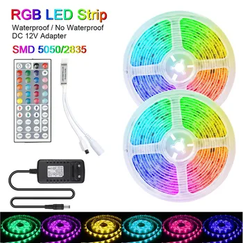 LED Strip Light RGB 5050 SMD 2835 Flexible Ribbon Led Lights Strip RGB 5M 10M Tape Diode DC 12V+ IR Remote Control +Adapter 
LED Strip Light RGB 5050 SMD 2835 Flexible Ribbon Led Lights Strip RGB 5M 10M Tape Diode DC 12V+ IR Remote Control +Adapter