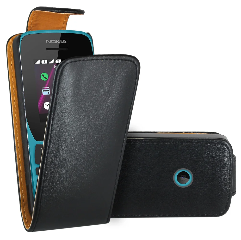 

Black Premium Leather Flip Book Case Cover Funda Coque For Nokia 110