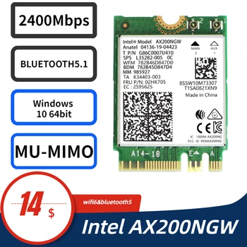 Intel AX200ngw WiFi6 Adapter for Windows 10 64bit Chrome OS and Linux Laptop or Desktop PCs-802.11AX 2.4GHz 574M
Intel AX200ngw WiFi6 Adapter for Windows 10 64bit Chrome OS and Linux Laptop or Desktop PCs-802.11AX 2.4GHz 574M