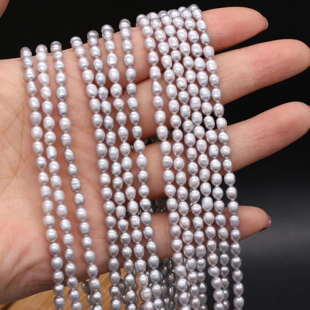 

Natural Freshwater Pearl Beaded High Quality Grey Pearls Punch Loose Beads for DIY Elegant Necklace Bracelet Jewelry Making 36cm