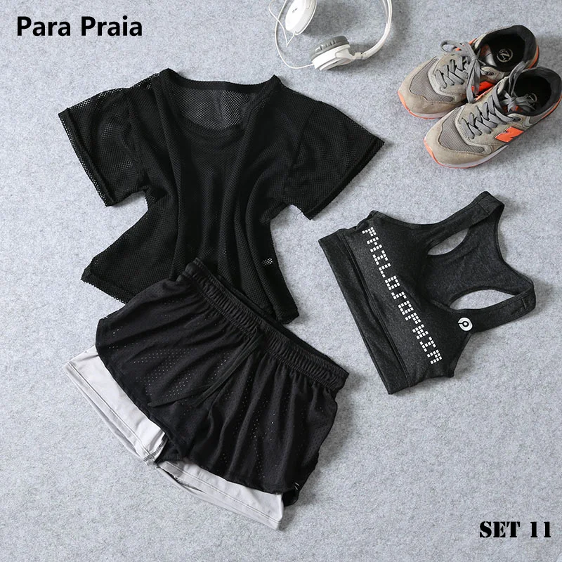 High Waist Three Piece Yoga Set Sportswear for Women Sports Bra Fitness Clothing Women Sports Shorts Gym Workout Crop Top Women High Waist Three Piece Yoga Set Sportswear for Women Sports Bra Fitness Clothing Women Sports Shorts Gym Workout Crop Top Women