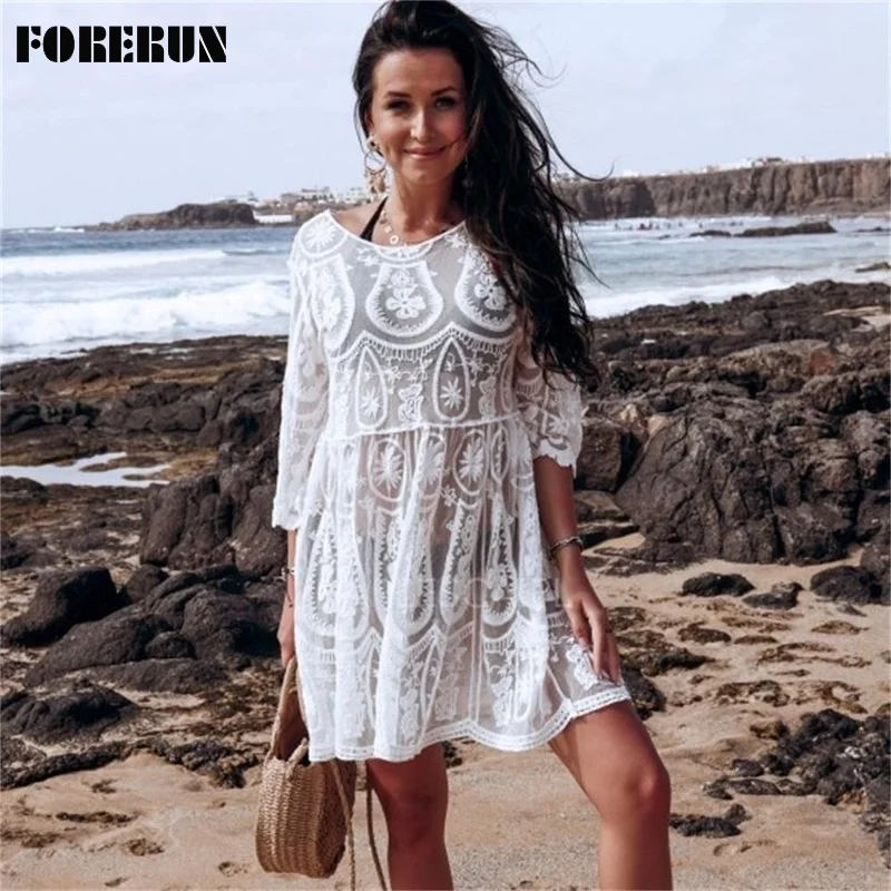 FORERUN Белая Кружевная туника пляжное платье Для женщин сексуальная открытая спина крючком прозрачные халат пляж Летний Пляжный Купальник-Бикини Cover Up
FORERUN Белая Кружевная туника пляжное платье Для женщин сексуальная открытая спина крючком прозрачные халат пляж Летний Пляжный Купальник-Бикини Cover Up