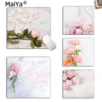 MaiYa White Marble Stone with Peony Flower gamer play mats Mousepad Rubber PC Computer Gaming mouse pad