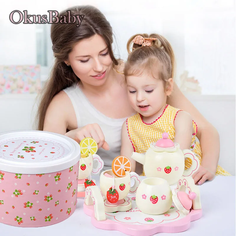 Wood Pink Color Girl's Educational Kitchen Toy Set strawberry Tea Time Kit with Box Container Collection Children play Set
Wood Pink Color Girl's Educational Kitchen Toy Set strawberry Tea Time Kit with Box Container Collection Children play Set