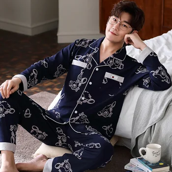 Men Pajamas Set Cotton Nighties Long Sleeved Sleepwear Casual Male Button Plus Size Nightwear Autumn Simple Cute Pyjama
Men Pajamas Set Cotton Nighties Long Sleeved Sleepwear Casual Male Button Plus Size Nightwear Autumn Simple Cute Pyjama