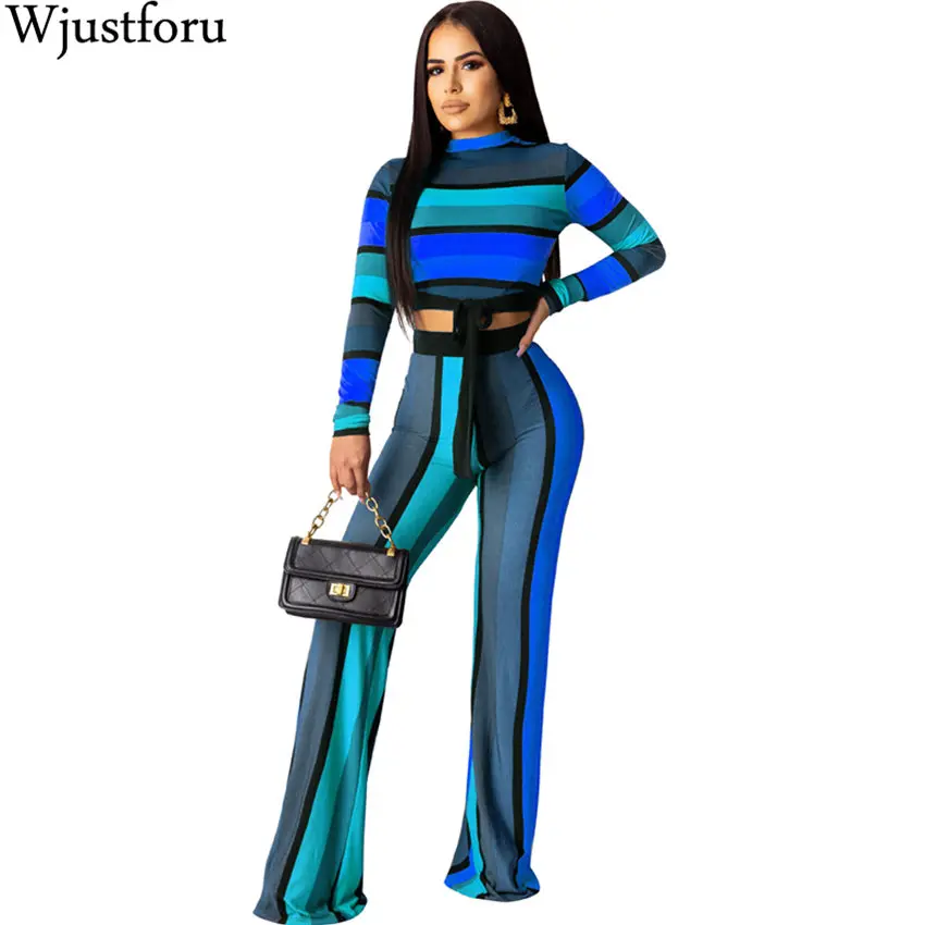 Wjustforu Autumn Striped 2 Piece Set Tracksuit Women Long Sleeve Bandage Pullover + Wide Leg Pants Bodycon Casual Two Piece Set
Wjustforu Autumn Striped 2 Piece Set Tracksuit Women Long Sleeve Bandage Pullover + Wide Leg Pants Bodycon Casual Two Piece Set