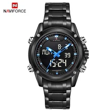 NAVIFORCE Men Led Digital Watches Military Sports Dual Time Luminous Waterproof Week Display Alarm Chronograph Steel Strap Watch
NAVIFORCE Men Led Digital Watches Military Sports Dual Time Luminous Waterproof Week Display Alarm Chronograph Steel Strap Watch