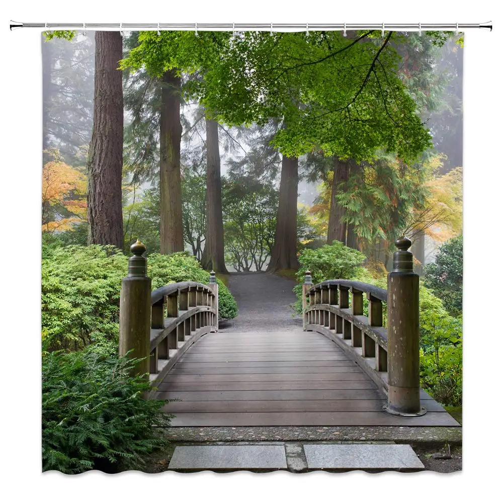 Wooden Bridge Shower Curtain Decor Forest Green Tree Leaves Bathroom Curtain 70 x 70 Inches Polyester Fabric Machine Washable
Wooden Bridge Shower Curtain Decor Forest Green Tree Leaves Bathroom Curtain 70 x 70 Inches Polyester Fabric Machine Washable