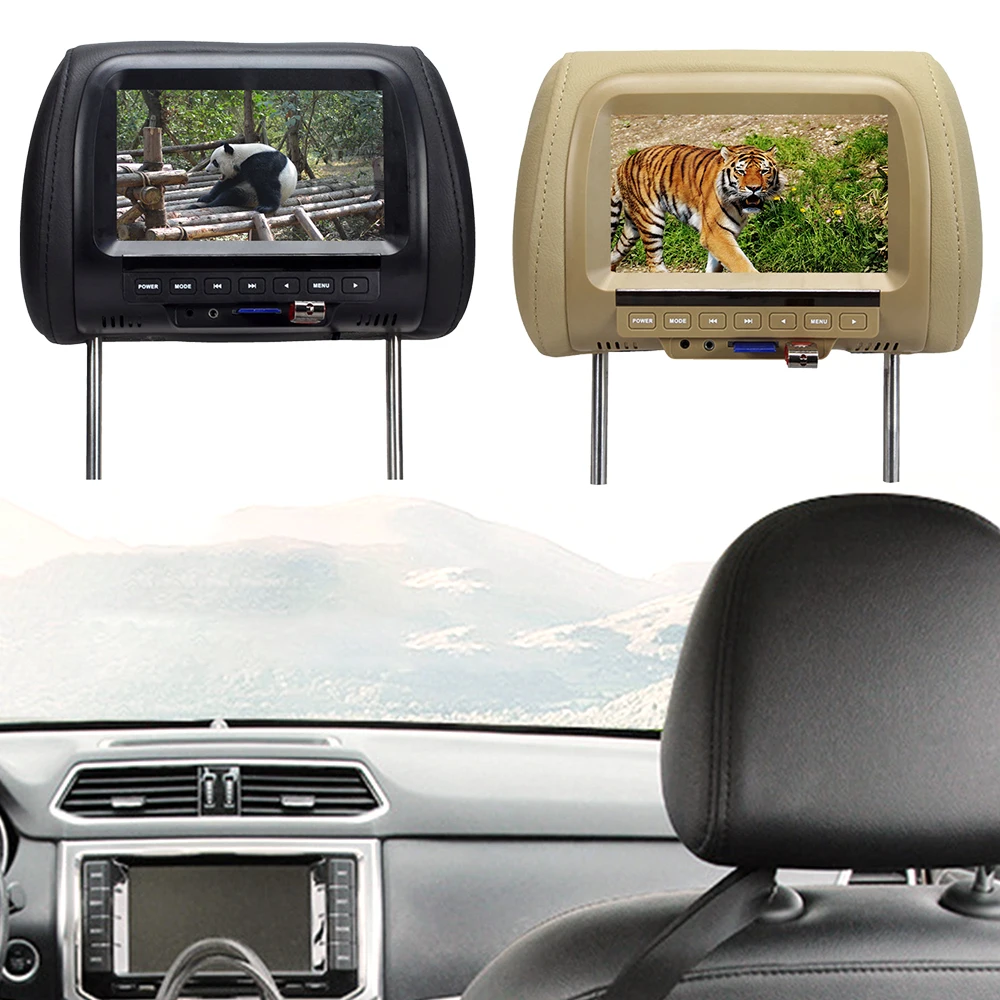 

Universal 7 inch Car Headrest MP4 Monitor / Multi media Player / Seat back MP4 / USB SD MP3 MP5 FM Built-in Speakers 5